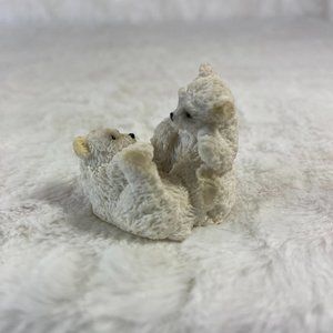 Vintage Stone Polar Bears Mini Figurine UDC 1996 Figurine 1 1/4" Tall carved